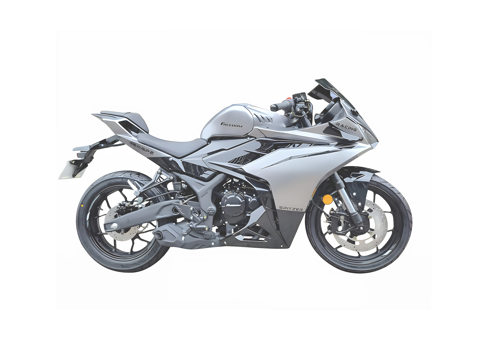 Freedom Spitzer GP2 250 gris con negro, fondo blanco