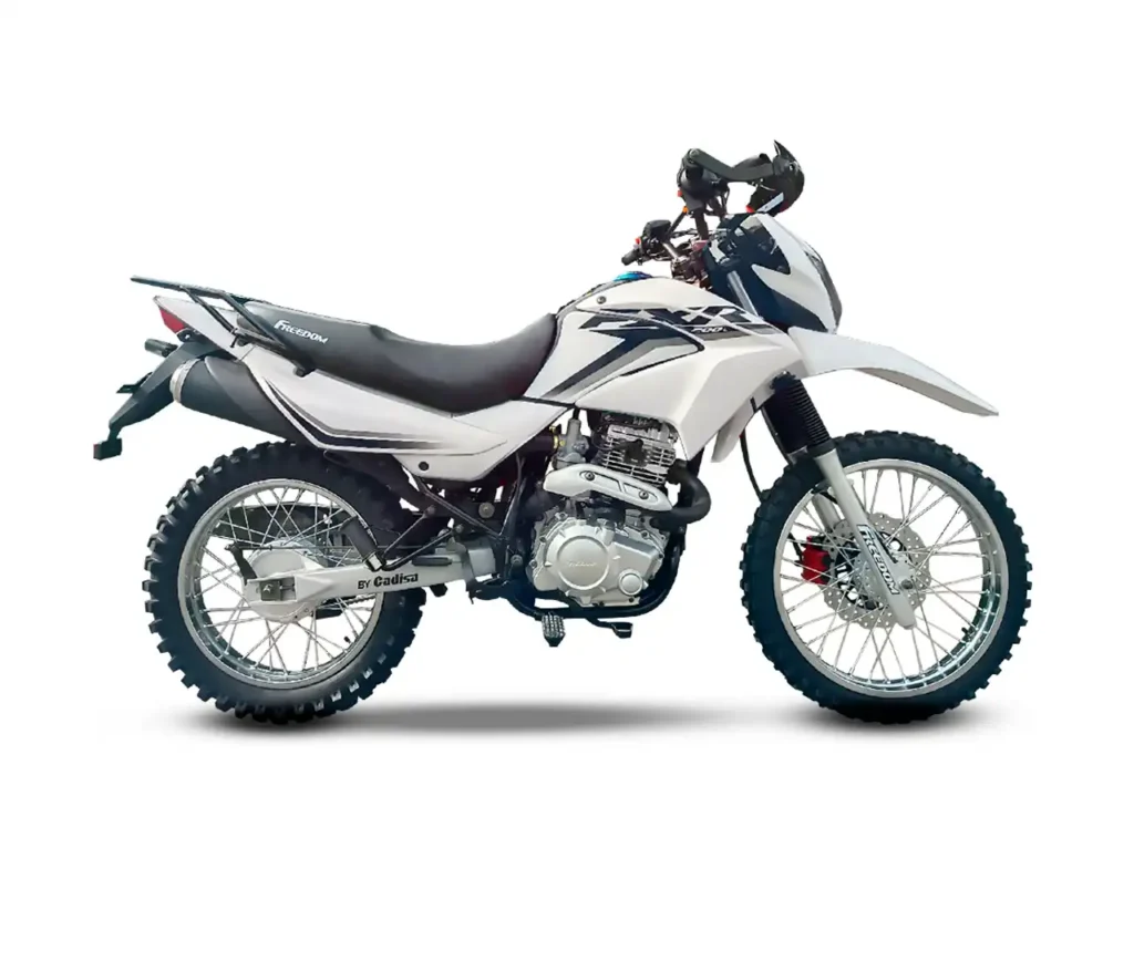 Freedom FXR 200 blanca con gráficos grises y negros, nuevo diseño